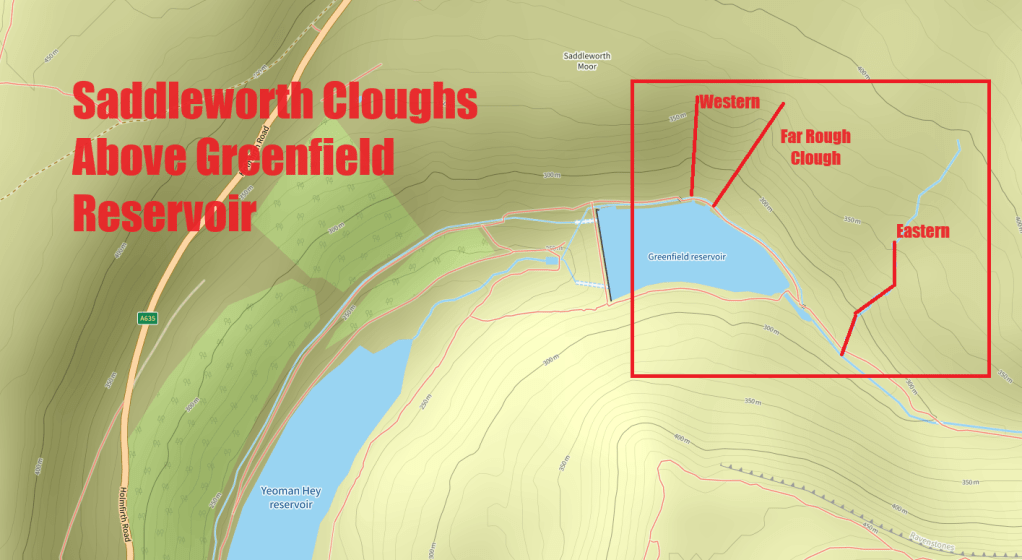 Map of three quick Saddleworth scrambles
