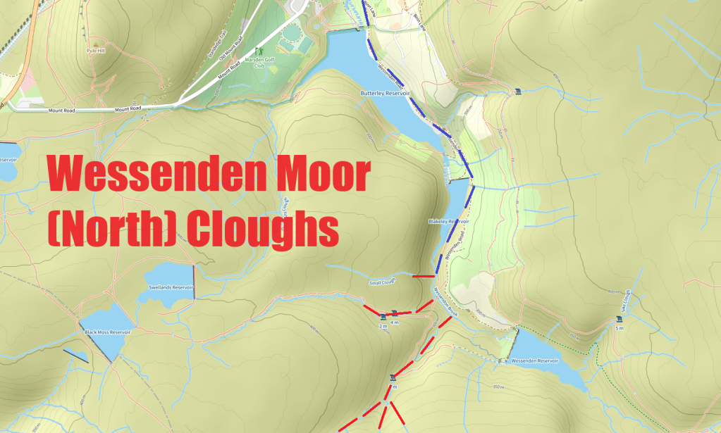 Map of Wessenden Moor clough scrambles