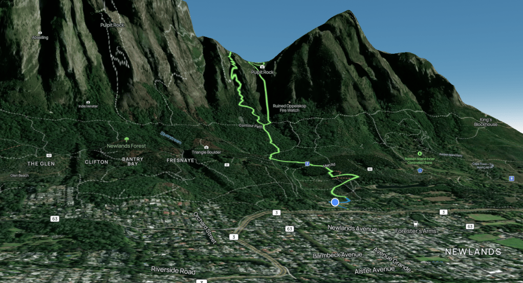 Map of Dark Gorge hike / scramble