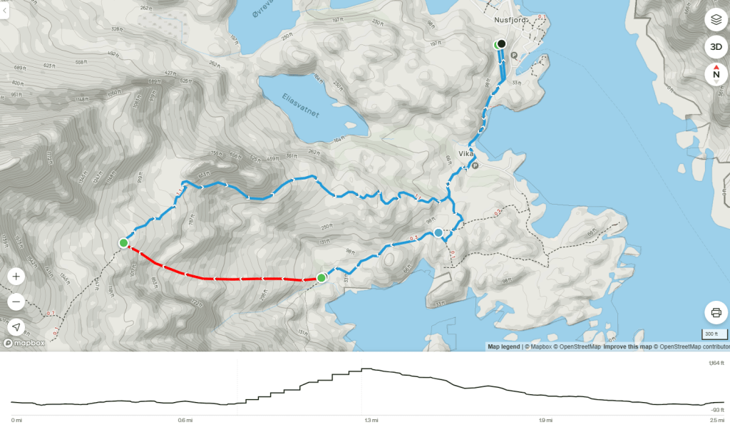 Map of Nusfjord waterfall scramble