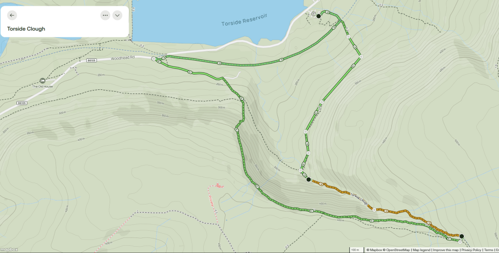 Map of Torside Clough waterfall/ghyll scramble